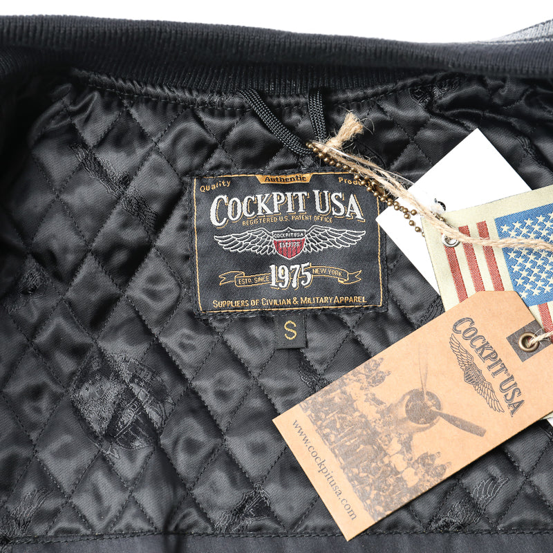 Cockpit USA Top Gun Stealth Varsity Leather Jacket