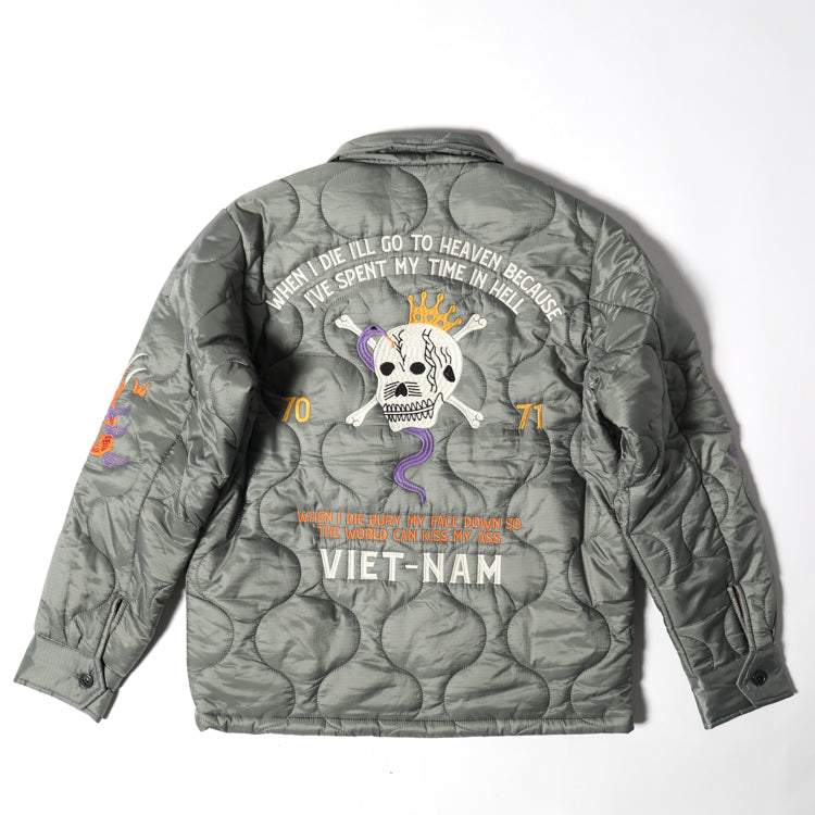 Houston Nylon Vietnam Skull Quilted Jacket