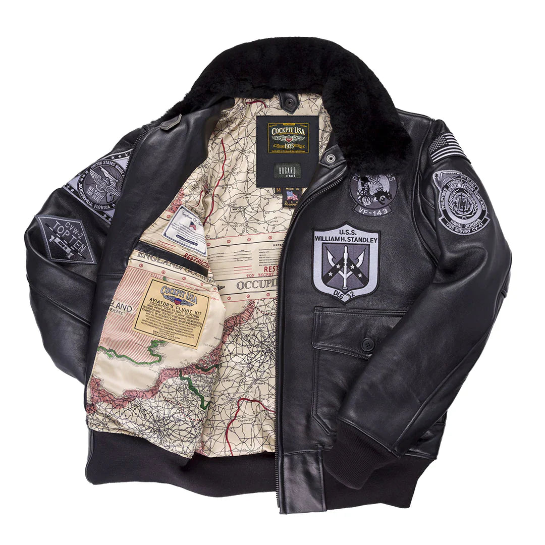 Pre-Order: Cockpit USA Mike B Stealth Top Gun Leather Jacket (7103060607160)