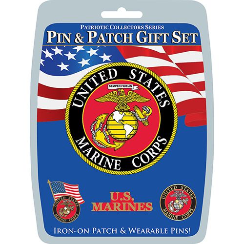 US Military Marine Corps Pin & Patch Gift Set