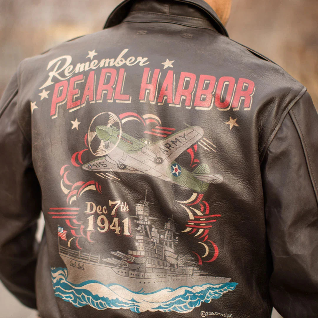 Pre-Order: Cockpit USA Remember Pearl Harbor A-2 Leather Jacket (7103060574392)
