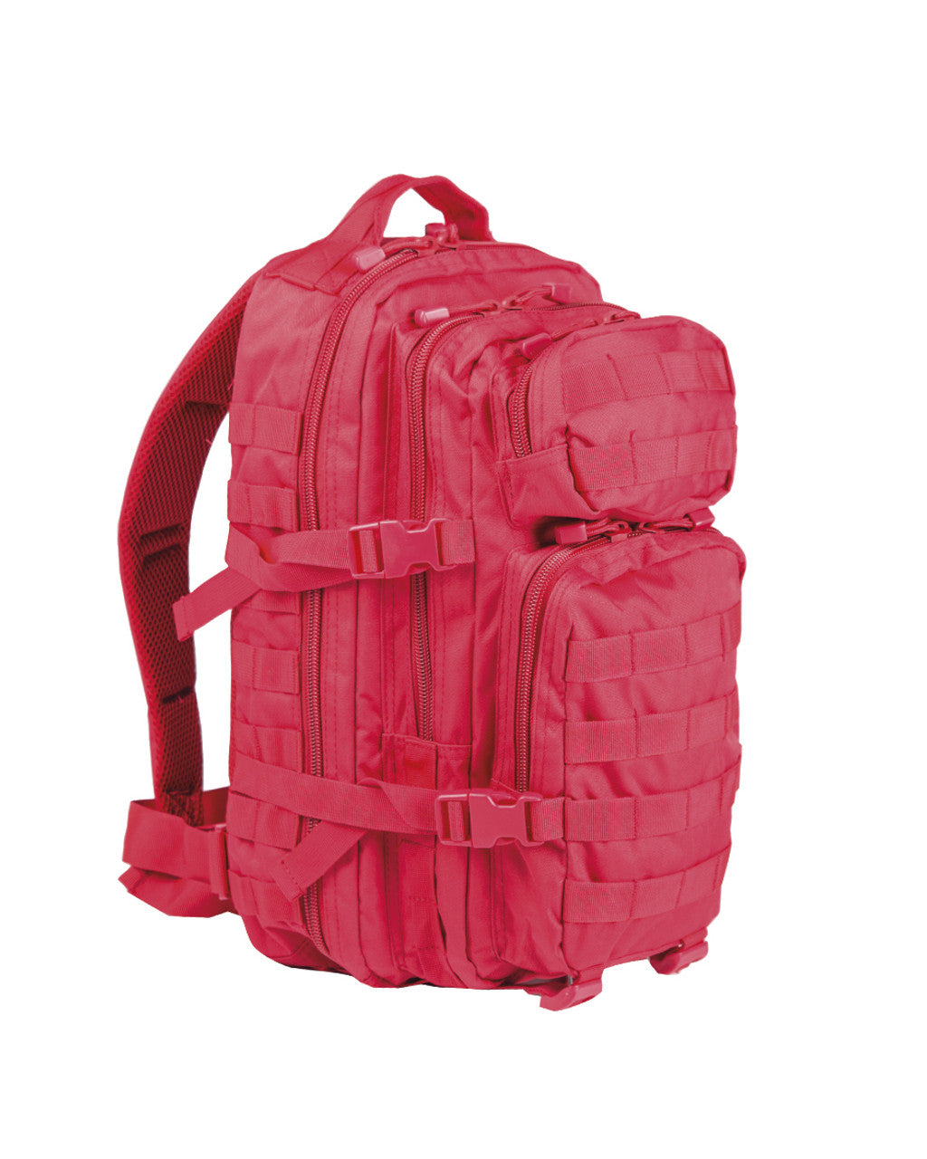 20L assault backpack in red with MOLLE paneling and top carry handle