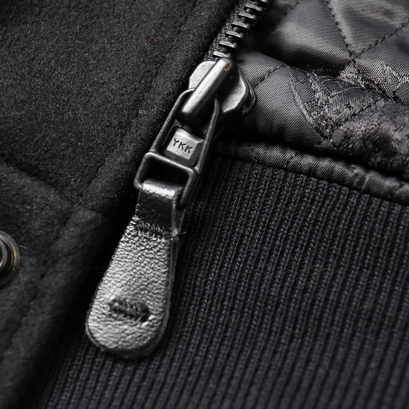Cockpit USA Top Gun Stealth Varsity Leather Jacket