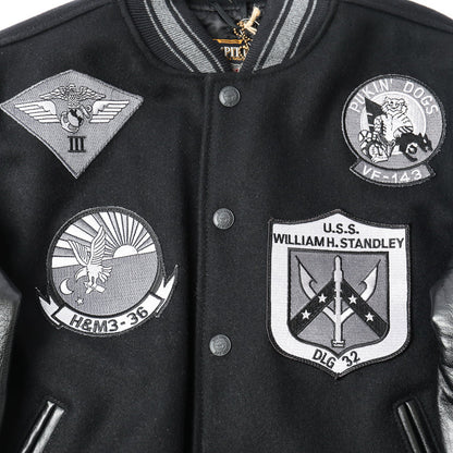 Cockpit USA Top Gun Stealth Varsity Leather Jacket