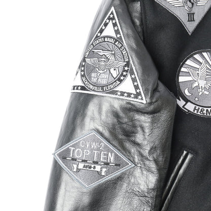 Cockpit USA Top Gun Stealth Varsity Leather Jacket