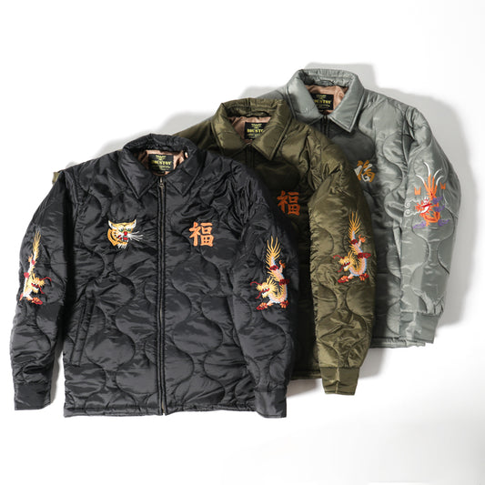 Houston Nylon Vietnam Skull Quilted Jacket