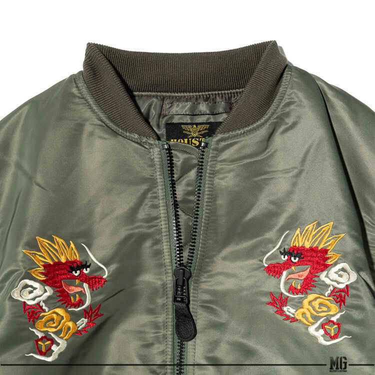 Houston Custom MA-1 Japan Embroidery Jacket Olive Drab / XL (X-Large) (7103488327864)
