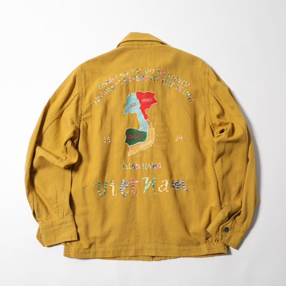 Houston Cotton Linen Vietnam Tiger Color Map Jacket