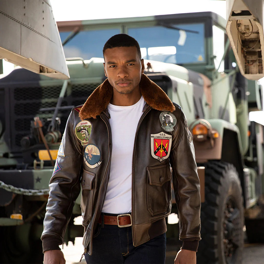 Cockpit USA Top Gun Navy G-1 Leather Jacket – R2B Cockpit USA Top Gun Navy G-1 Leather Jacket – R2B