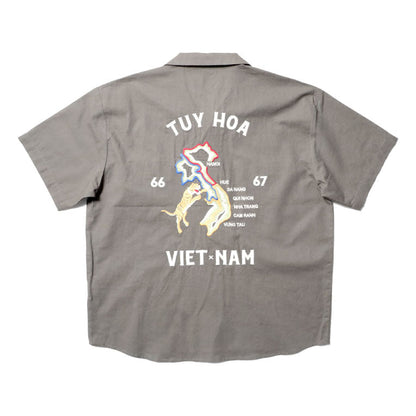 Houston Cotton Linen Embroidery Army Shirt