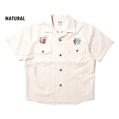 Houston Cotton Linen Embroidery Army Shirt