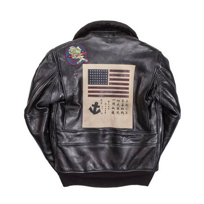 Cockpit USA Top Gun Navy G-1 Leather Jacket Brown / S (Small) (7103060115640)