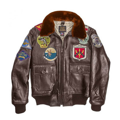 Cockpit USA Top Gun Navy G-1 Leather Jacket Brown / S (Small) (7103060115640)