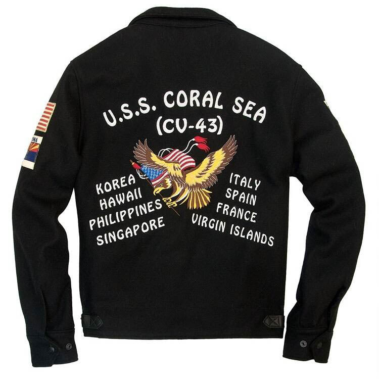 Cockpit USA USS Coral Sea Tribute Deck Jacket Black / XS (X-Small) (7103061098680)