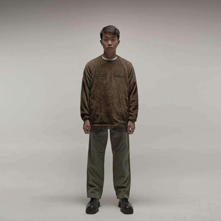 Houston Crew Neck Fleece Jacket Olive Drab / L (Large) (7103486853304)