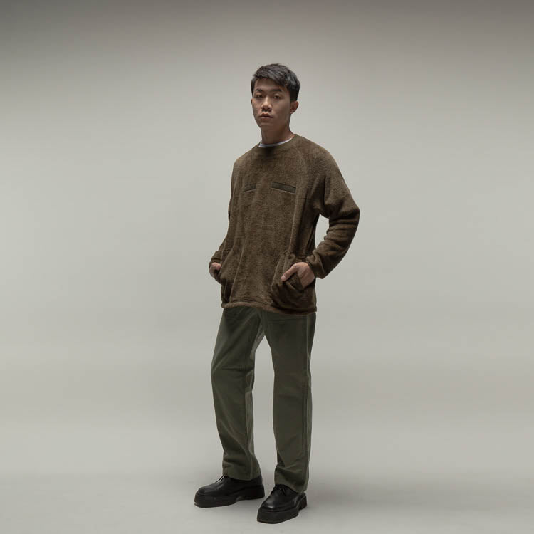Houston Crew Neck Fleece Jacket Olive Drab / L (Large) (7103486853304)