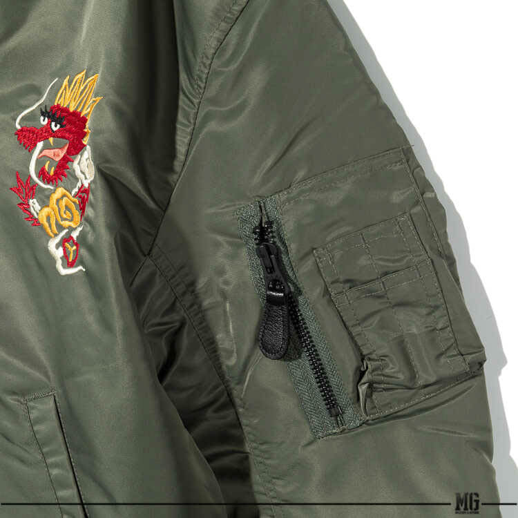 Houston Custom MA-1 Japan Embroidery Jacket Olive Drab / XL (X-Large) (7103488327864)