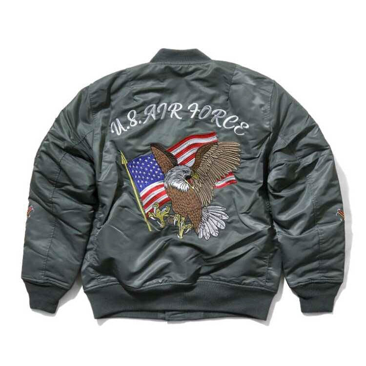 Houston Custom MA-1 USAF Embroidery Jacket Olive Drab / XL (X-Large) (7103488393400)