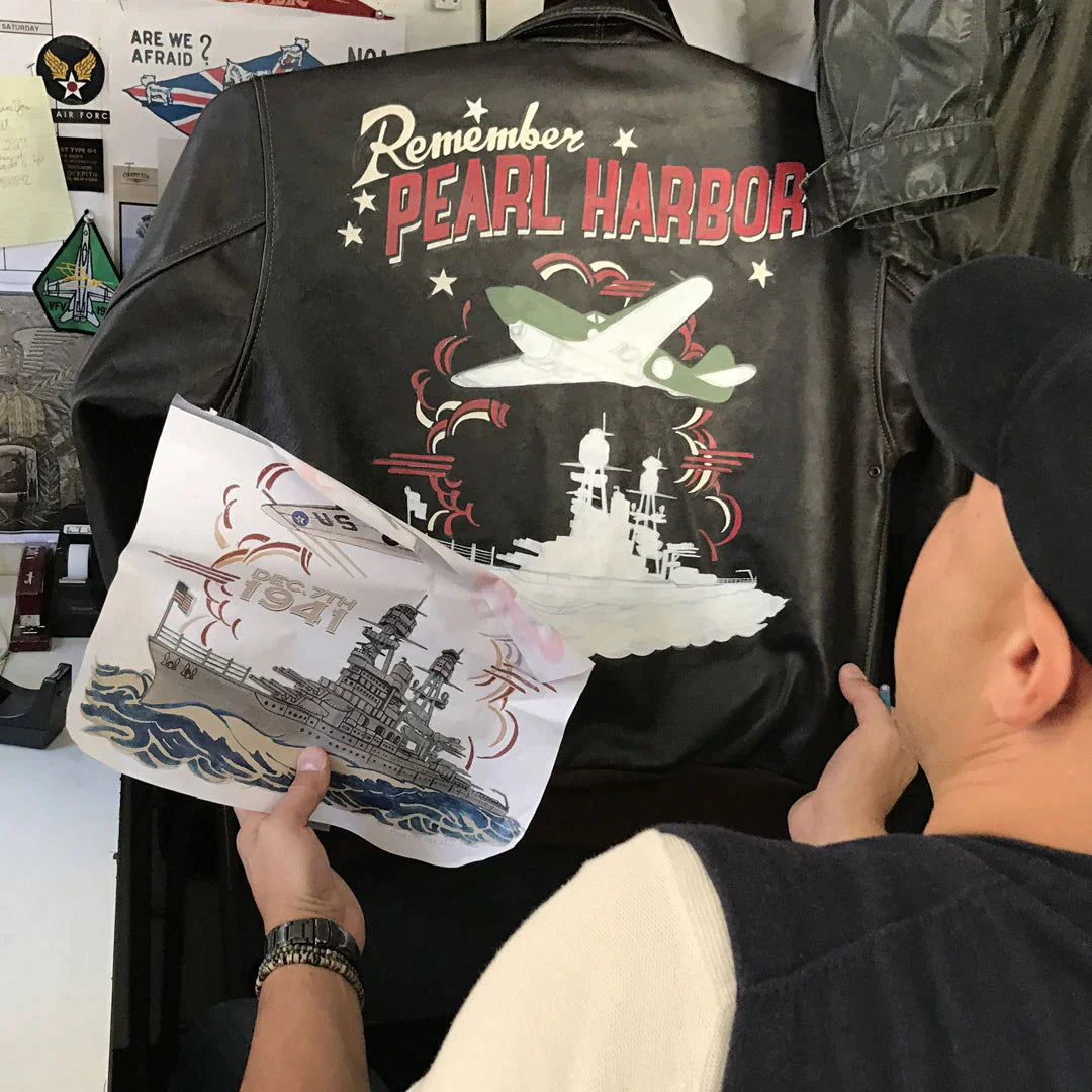 Pre-Order: Cockpit USA Remember Pearl Harbor A-2 Leather Jacket (7103060574392)